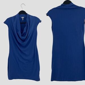 Splendid Pima Cotton Blend Blue Cowl Neck Sleeveless Mini Dress Casual S